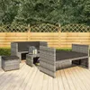 5-tlg. Garten-Lounge-Set mit Auflagen Poly Rattan Grau Produktbild-Vorschau 2