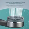 A close-up of a shower head with water spraying from it, with marketing text above. Produktbild-Vorschau