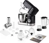 A black and silver kitchen mixer with various attachments and a blender jar, presented on a white background. Náhled obrázku produktu