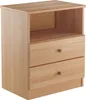A wooden nightstand with two drawers and an open shelf. Produktbild-Vorschau