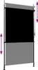 A retractable outdoor roller blind shown in an upright position, with purple arrows indicating adjustable height. Anteprima dell’immagine prodotto
