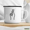 Huuraa Emaille Tasse K-Pop Fingerherz Zeichen 300ml Vintage Produktbild-Vorschau 3