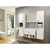 A modern bathroom vanity set with storage cabinets and a sink, set against a grey tiled wall. Náhľad obrázku produktu