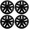 Four black wheel covers arranged in a grid on a white background. Podgląd zdjęcia produktu