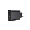 A black Baseus brand wall charger with two ports. Podgląd zdjęcia produktu
