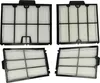 Four white pleated filters with black frames arranged in a collage. Produktbild-Vorschau