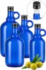Blaue Glasflasche 1 L mit Ausgießer & Schraubverschluss – Produktbild-Vorschau 1