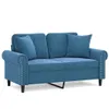 vidaXL 2-Sitzer-Sofa mit Zierkissen Blau 120 cm Samt Produktbild-Vorschau 1