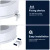 A split image showing close-ups of a white toilet seat riser and marketing text describing its features. Anteprima dell’immagine prodotto