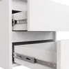 Close-up view of the open drawers of a white cabinet, showing the drawer slides. Produktbild-Vorschau