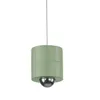 A green pendant light with a silver sphere at the bottom, hanging from a wire against a white background. Anteprima dell’immagine prodotto