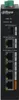 A black network switch with multiple ports and indicator lights. Produktbild-Vorschau
