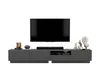 A modern TV stand with a television and decorative items. Produktbild-Vorschau