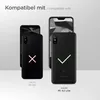Two black smartphones are shown side-by-side, with one displaying a red 'X' and the other a green checkmark, indicating compatibility. Produktbild-Vorschau