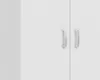 A close-up view of a white wardrobe with two doors and silver handles. Voir les images du produit