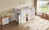 Lit mezzanine 90 x 200 cm en pin massif et MDF avec armoire Voir les images du produit 7