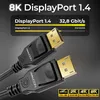 A marketing image showcasing two deleyCON DisplayPort cables with text highlighting their 8K capabilities and bandwidth. Produktbild-Vorschau