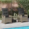 vidaXL Chaise de jardin réglable en polyrotin gris et gris Voir les images du produit 3