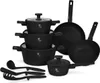 A collection of black cookware and utensils arranged on a white background. Náhled obrázku produktu