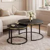 Runder Couchtisch SOLEIL MARMUR 2in1 Schwarz / Schwarz Produktbild-Vorschau 1