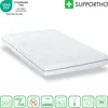 A white mattress is shown on a white background with various certification logos and icons at the bottom. Produktbild-Vorschau