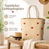Rice Raffia Tasche mit roten Herzen, handgefertigter Natur Produktbild-Vorschau 2