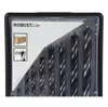 A set of drill bits in a black plastic case, with a white insert showing product information. Náhled obrázku produktu