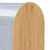 A close-up view of the side of a roll-top bread bin, showing the wooden end and the metallic roll-top door. Produktbild-Vorschau