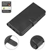 A black flip cover wallet case for a smartphone, shown from a slightly elevated angle. Produktbild-Vorschau