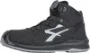 A black high-top safety shoe with a grey sole and white accents. Produktbild-Vorschau