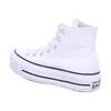 A white Converse Chuck Taylor All Star high-top sneaker with a platform sole, shown from a side-rear angle on a white background. Voir les images du produit