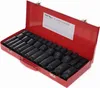 A red metal toolbox filled with black socket wrenches. Náhled obrázku produktu
