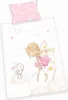 A flat lay of a child's duvet cover and pillowcase with a fairy and bunny illustration. Podgląd zdjęcia produktu