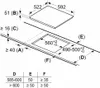 Diagram showing installation dimensions for a Siemens induction hob. Produktbild-Vorschau