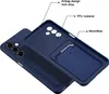 A dark blue phone case is shown with a phone inside it, and another case is shown separately, highlighting its features. Produktbild-Vorschau