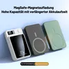 Three power banks are displayed on a light blue and white background. Produktbild-Vorschau