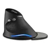 A black vertical mouse with a blue LED light strip at the base and a gray thumb rest. Produktbild-Vorschau