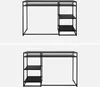Two identical black metal desks with shelves are shown against a light gray background. Anteprima dell’immagine prodotto