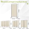 Diagrams showing the dimensions of a multi-panel room divider in various configurations. Voir les images du produit