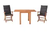 A wooden table and two chairs with cushions, set against a white background. Náhled obrázku produktu