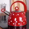 Teiera rossa in acciaio inox con puntini e fischietto Anteprima dell’immagine prodotto 8