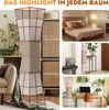 A collage of images showcasing a floor lamp in various home settings, including a living room, bedroom, and home office. Produktbild-Vorschau