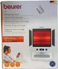 The image shows the packaging of a Beurer infrared heat lamp, with the product itself also visible on the box. Produktbild-Vorschau