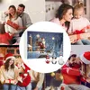 A collage of images showing families and individuals celebrating Christmas and exchanging gifts, with a central image of a Christmas advent calendar. Produktbild-Vorschau