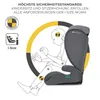 A diagram illustrating a car seat's safety features with a crash test dummy. Podgląd zdjęcia produktu