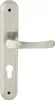 A silver door handle with a keyhole on a white background. Produktbild-Vorschau