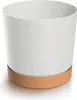 A white cylindrical plant pot with a brown base. Náhled obrázku produktu