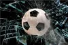 Wallario Poster - Fußball - im Fenster, Splitter und Glas, Produktbild-Vorschau 1