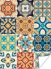 MuchoWow® Poster Blumen - Vintage - Muster - Blau - Orange Produktbild-Vorschau 1