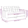 A line drawing diagram of a sofa with dimensions indicated by text and lines. Produktbild-Vorschau
